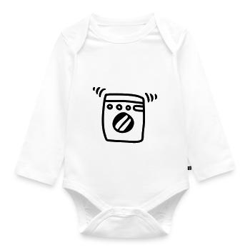 Waschmaschine - Line - Baby Bio-Langarm-Body - Weiß - Vorne
