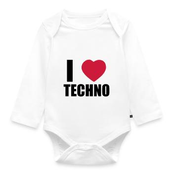 I LOVE TECHNO 2 - Baby Bio-Langarm-Body - Weiß - Vorne