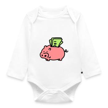 Sparschwein - Scheine 3 - Baby Bio-Langarm-Body - Weiß - Vorne