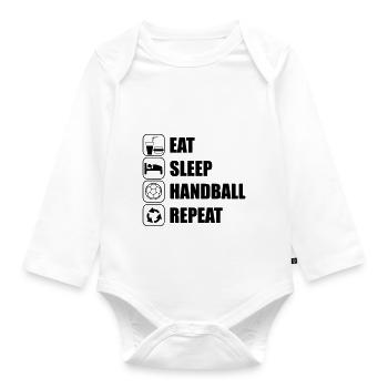 EAT SLEEP HANDBALL - Baby Bio-Langarm-Body - Weiß - Vorne
