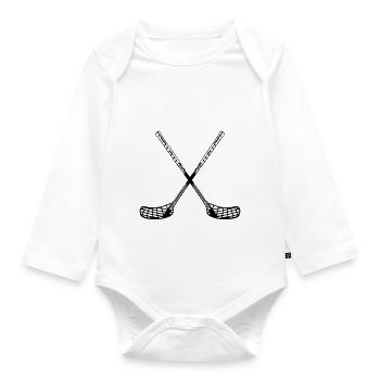 Unihockey Stöcke X - Baby Bio-Langarm-Body - Weiß - Vorne