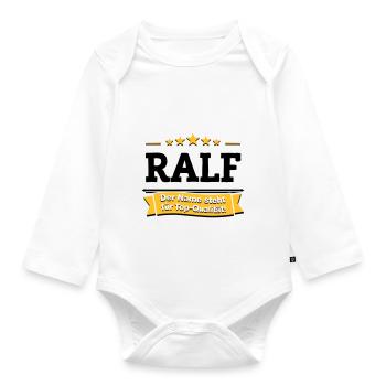 Ralf – Der Name steht für Top-Qualität! - Baby Bio-Langarm-Body - Weiß - Vorne