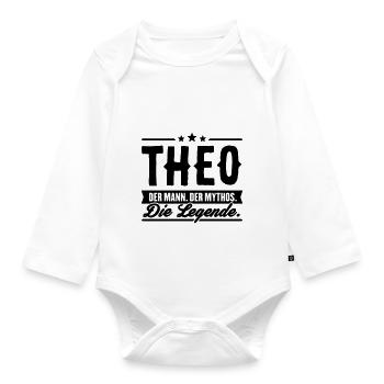 Man Myth Legend Theo - Organic Longsleeve Baby Bodysuit - white - Front