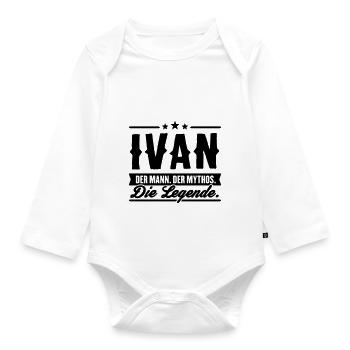 Mann Mythos Legende Ivan - Baby Bio-Langarm-Body - Weiß - Vorne
