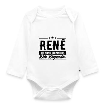Mann Mythos Legende René - Baby Bio-Langarm-Body - Weiß - Vorne