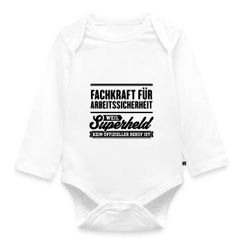 Superheld Fachkraft Arbeitssicherheit - Baby Bio-Langarm-Body - Weiß - Vorne