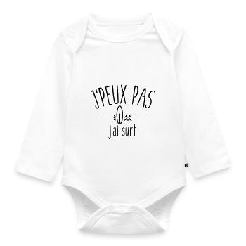 Je peux pas j'ai surf - Body Bébé bio manches longues - blanc - Devant