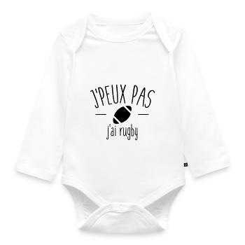 Je peux pas j'ai rugby - Body Bébé bio manches longues - blanc - Devant