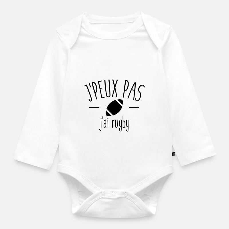 Je peux pas j'ai rugby - Body Bébé bio manches longues - blanc