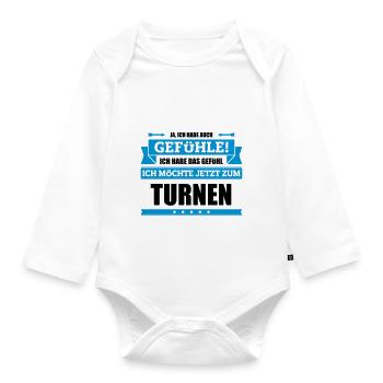 Lustiger Turner Spruch - Baby Bio-Langarm-Body - Weiß - Vorne
