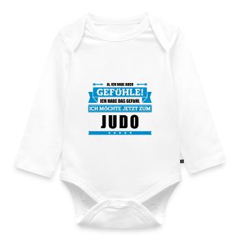 Lustiger Judo Spruch - Baby Bio-Langarm-Body - Weiß - Vorne