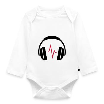 Casque DJ Beat - Body Bébé bio manches longues - blanc - Devant