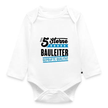 5Sterne Bauleiter - Baby Bio-Langarm-Body - Weiß - Vorne