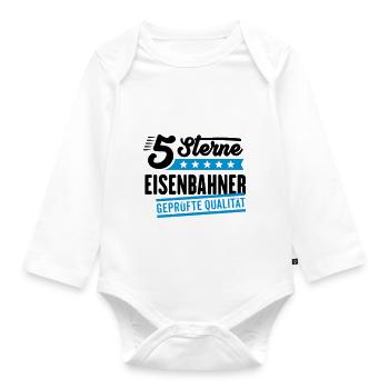 5Sterne Eisenbahner - Baby Bio-Langarm-Body - Weiß - Vorne