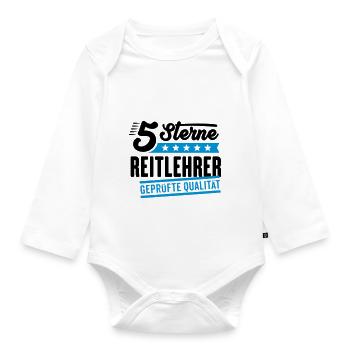 5Sterne Reitlehrer - Baby Bio-Langarm-Body - Weiß - Vorne