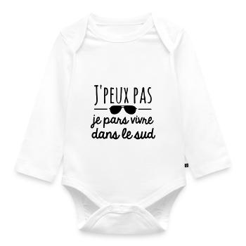 J'peux pas je pars vivre dans le sud - Body Bébé bio manches longues - blanc - Devant