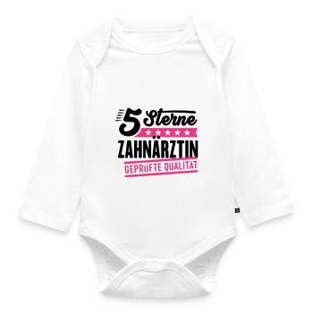 5Sterne Zahnärztin - Baby Bio-Langarm-Body - Weiß - Vorne