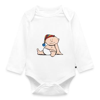 babe romania bouchon de couleur - Body Bébé bio manches longues - blanc - Devant
