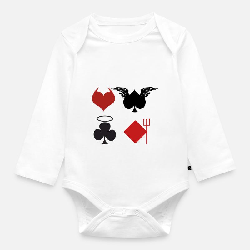 Poker Black Jack Ass Devil Devil Ange Carte Casino - Body Bébé bio manches longues - blanc