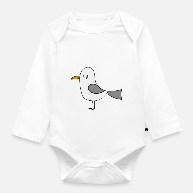 Möwe - Baby Bio-Langarm-Body - Weiß