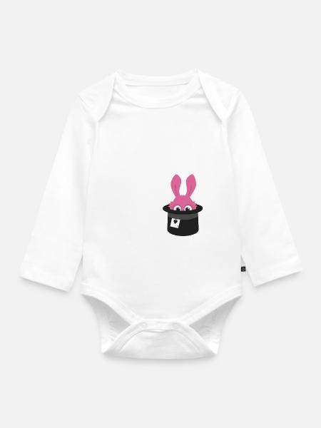 Zauber Kaninchen - Baby Bio-Langarm-Body - Weiß