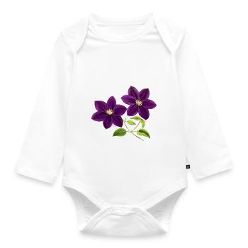 Lila Blumen - Baby Bio-Langarm-Body - Weiß - Vorne
