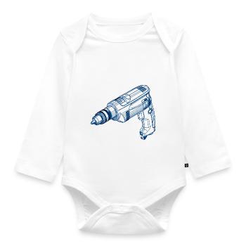 drilling machine - Organic Longsleeve Baby Bodysuit - white - Front