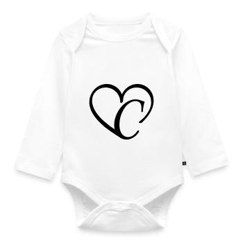 Lettre coeur c - Body Bébé bio manches longues - blanc - Devant
