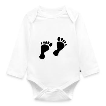 baby feet - Organic Longsleeve Baby Bodysuit - white - Front
