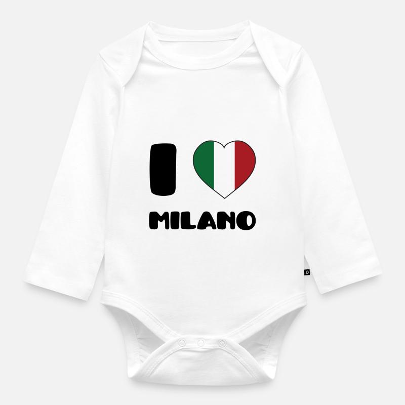 I Love Milano - Body Bébé bio manches longues - blanc