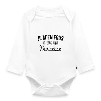 je m en fous je suis une princesse - Body Bébé bio manches longues - blanc - Devant