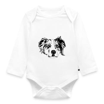 Australian Shepherd - Baby Bio-Langarm-Body - Weiß - Vorne