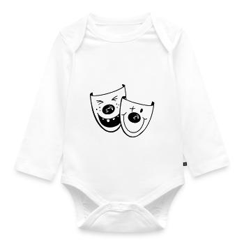 Two funny clown masks - carnival - gift - Organic Longsleeve Baby Bodysuit - white - Front