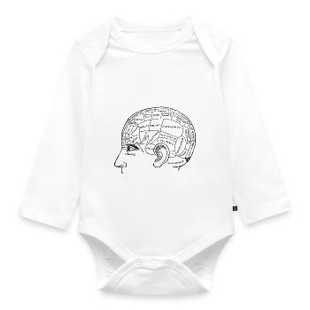Kopf mit Gedanken, Gehirn - Baby Bio-Langarm-Body - Weiß - Vorne