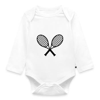 Tennis racket logo - Organic Longsleeve Baby Bodysuit - white - Front