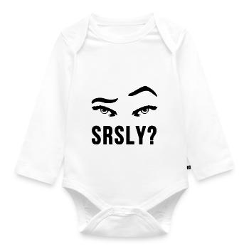 Seriously Seriously skeptical eyebrow gift - Organic Longsleeve Baby Bodysuit - white - Front