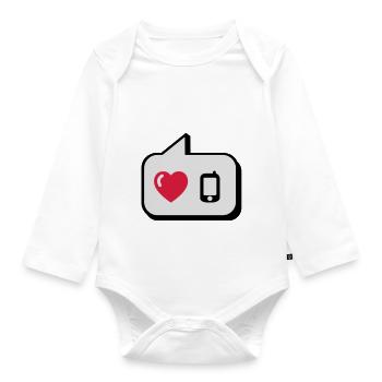 Balloon i love the phone - Organic Longsleeve Baby Bodysuit - white - Front