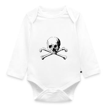 Head with bones - Organic Longsleeve Baby Bodysuit - white - Front