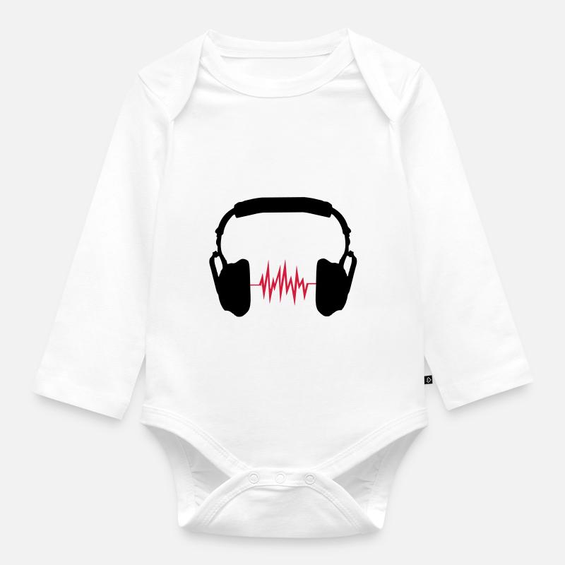 écouteurs - Body Bébé bio manches longues - blanc