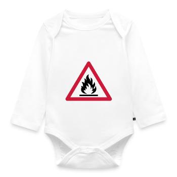 Branntgefahr schild - Baby Bio-Langarm-Body - Weiß - Vorne