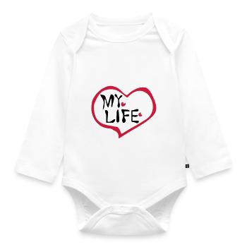 Herz mein Leben - Baby Bio-Langarm-Body - Weiß - Vorne