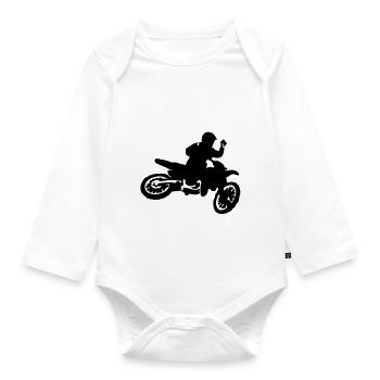 Motocross Bike Whip - Organic Longsleeve Baby Bodysuit - white - Front