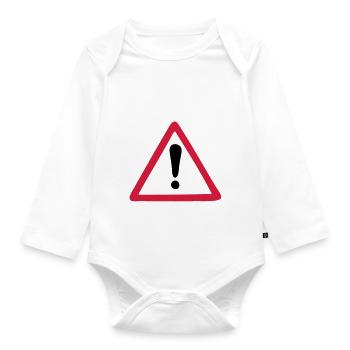 hazard warning sign warning - Organic Longsleeve Baby Bodysuit - white - Front