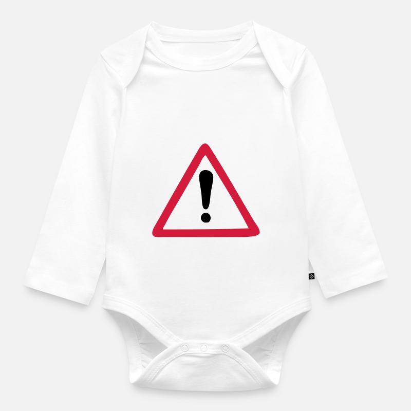 hazard warning sign warning - Organic Longsleeve Baby Bodysuit - white