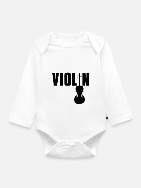 violin - Baby Bio-Langarm-Body - Weiß