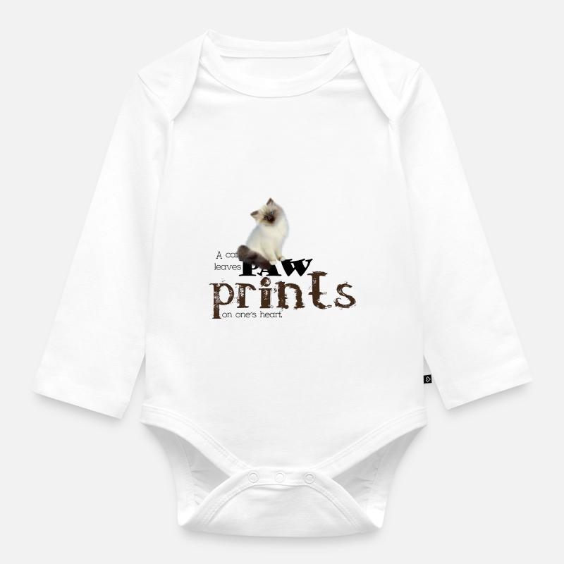 Brown / Blanc Birman Cat - Body Bébé bio manches longues - blanc