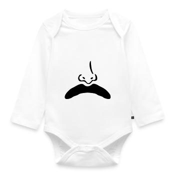 Schnurrbart Schnurrbart Nase nose1 - Baby Bio-Langarm-Body - Weiß - Vorne