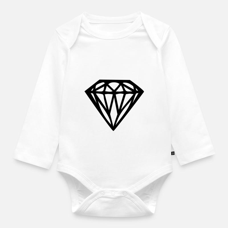 diamond - diamant - Body Bébé bio manches longues - blanc