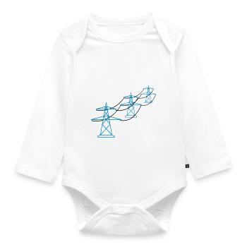 reihe muster viele trasse strom mast strommast ele - Baby Bio-Langarm-Body - Weiß - Vorne