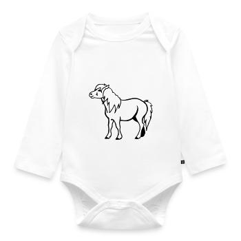 Poney - Body Bébé bio manches longues - blanc - Devant